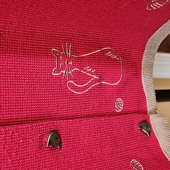 C.J. BANKS SWEATER CATS BUTTON DOWN 1X RED TAN LONG SLEEVED CJ EMBROIDER… - Picture 6 of 11